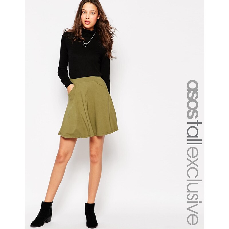 ASOS TALL - Jupe patineuse à poches - Noir