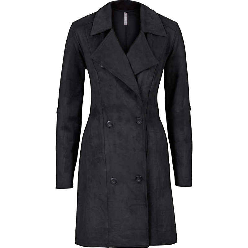 RAINBOW Manteau imitation cuir velours noir manches longues femme - bonprix