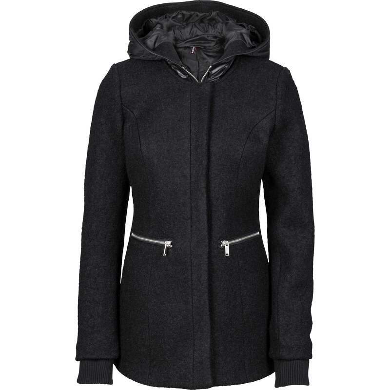 RAINBOW Manteau en laine mélangée noir manches longues femme - bonprix