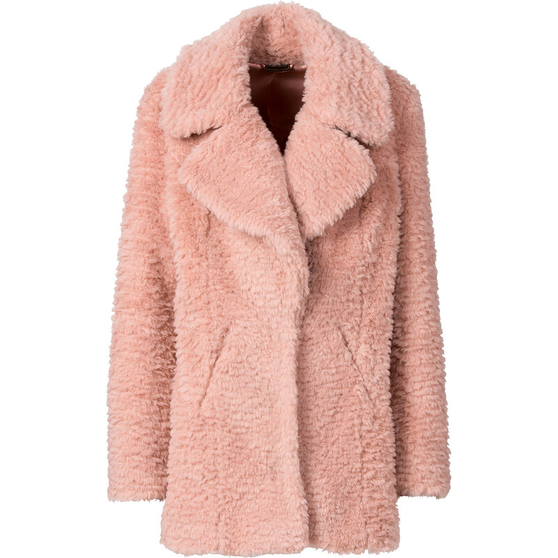 RAINBOW Manteau en synthétique imitation fourrure rose manches longues femme - bonprix