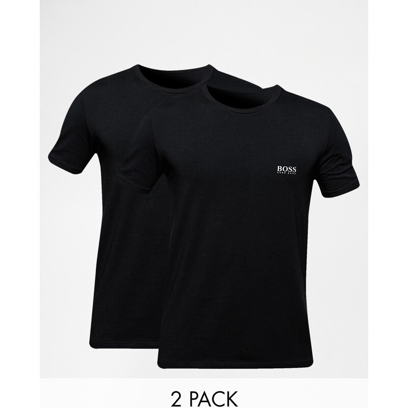 BOSS By Hugo Boss - Lot de 2 t-shirts classiques en coton stretch - Noir