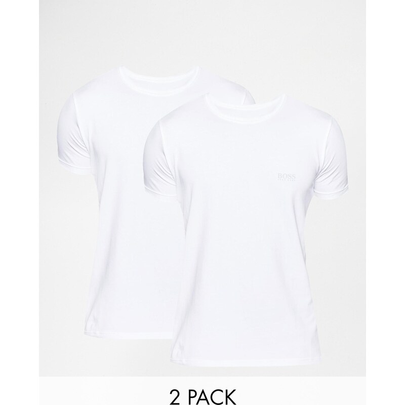 BOSS By Hugo Boss - Lot de 2 t-shirts classiques en coton stretch - Blanc