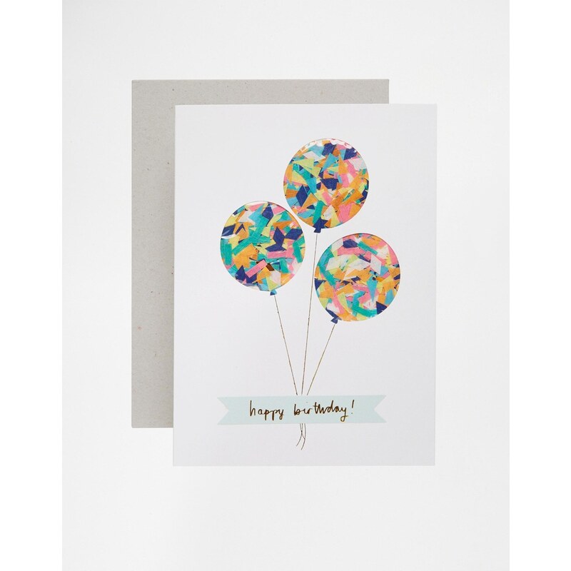Meri Meri - Carte d'anniversaire motif ballons et confettis - Multi