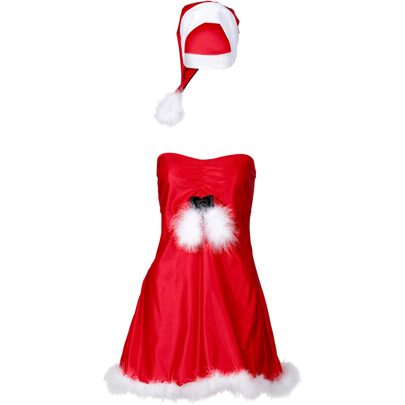 Robe de Noël + bonnet (Ens. 2 pces.) rouge lingerie - bonprix
