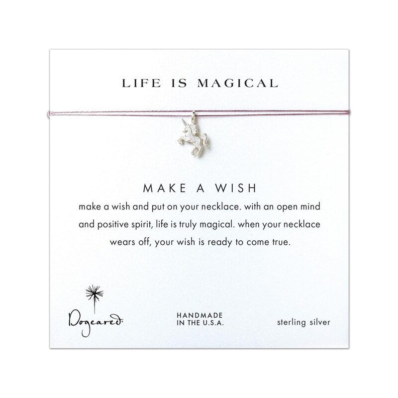 Dogeared - Life Is Magical Make A Wish - Collier à pendentif licorne - Argent massif - Argenté