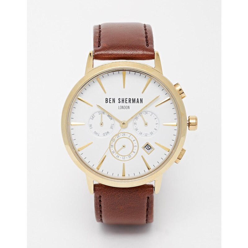 Ben Sherman - Montre chronographe avec bracelet en cuir - Marron