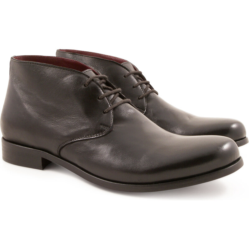 Leonardo Shoes Bottines artisanales pour hommes en cuir noir
