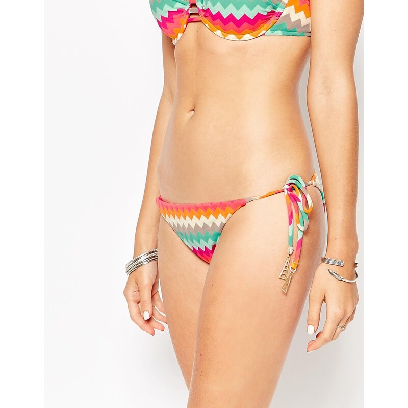 Seafolly - Zarhara - Bas de bikini à rayures avec liens noués sur les côtés - Multi