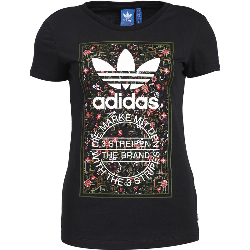 Adidas T-shirt Floral Print Tongue Label / NOIR