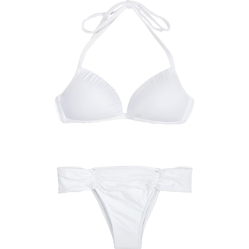 Maryssil Maillots de bain femme Bikini Triangle Fixe Blanc, Bas à Ceinture Froncée - Camila Branco