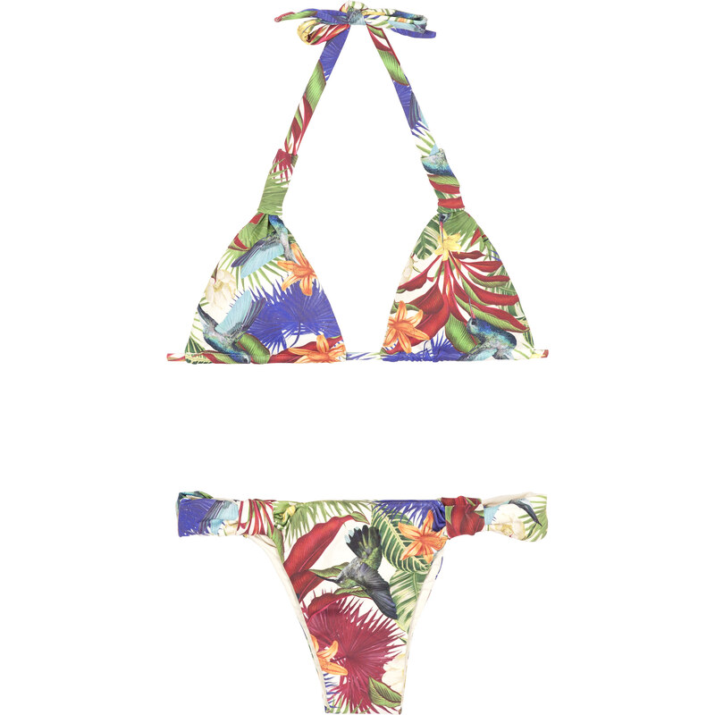 Maryssil Maillots de bain femme Bikini Brésilien Réglable, Triangle Foulard Tropical - Beija Flor