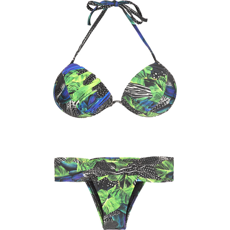 Maryssil Maillots de bain femme Bikini Balconnet Floral Noir Et Vert, Bas Fixe - Instinto Natural