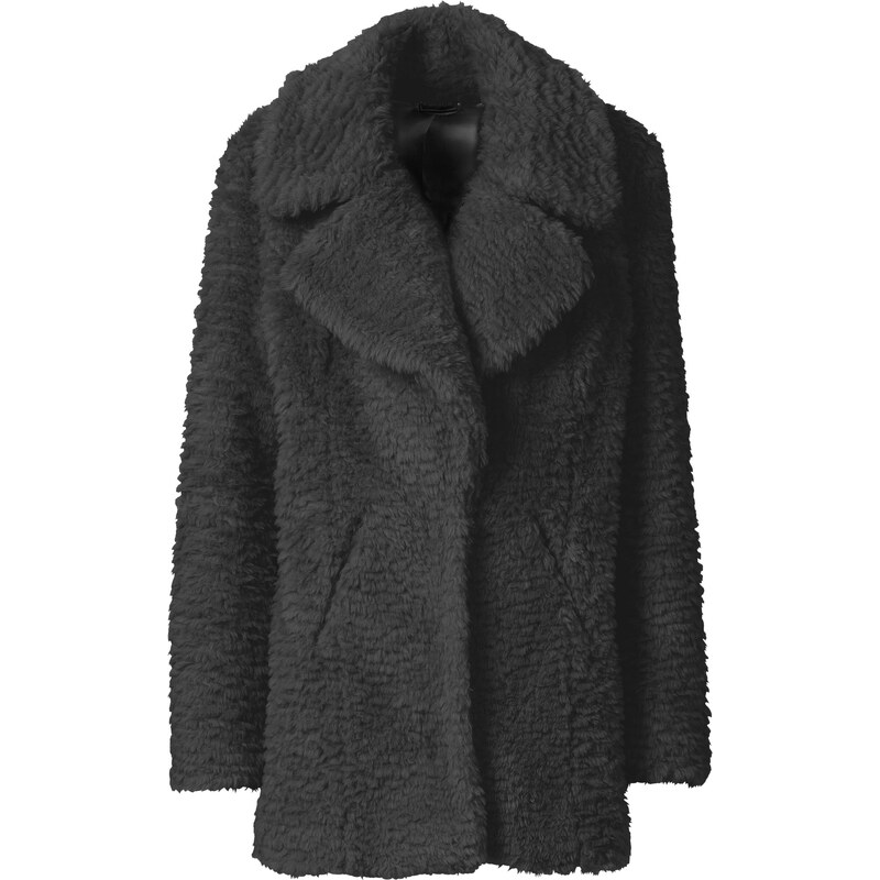 RAINBOW Manteau en synthétique imitation fourrure noir manches longues femme - bonprix
