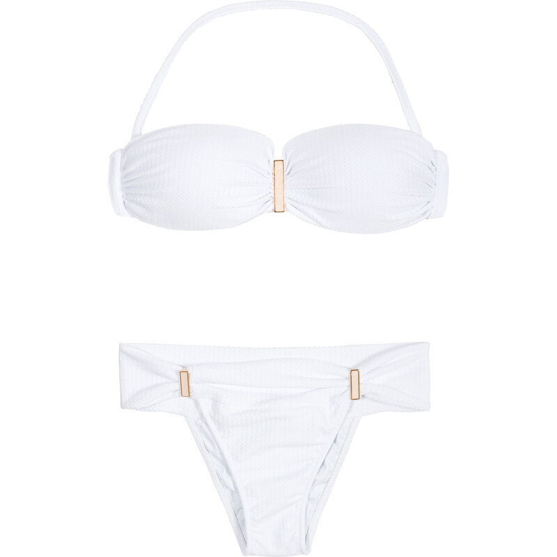 Maryssil Bikini Bandeau Blanc Texturé, Bijoux Nacrés - Perolado Branco