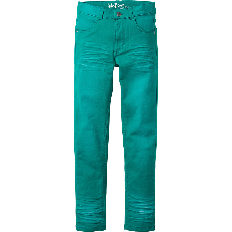 John Baner JEANSWEAR Pantalon Slim Fit avec effets usés, T. 116-170 vert enfant - bonprix