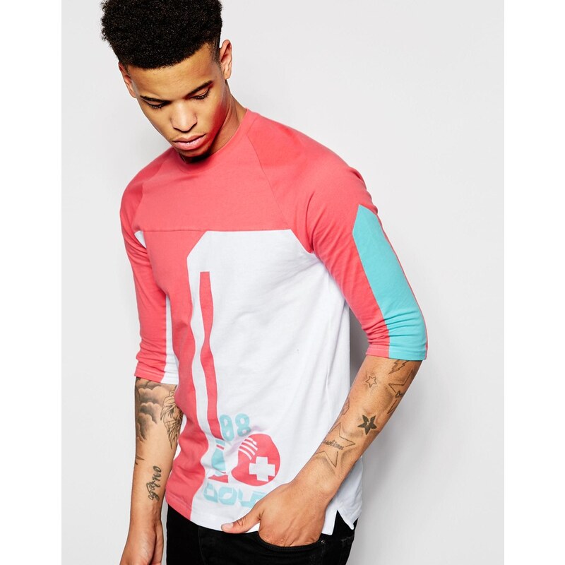 Pink Dolphin - T-shirt manches 3/4 à imprimé balle - Blanc