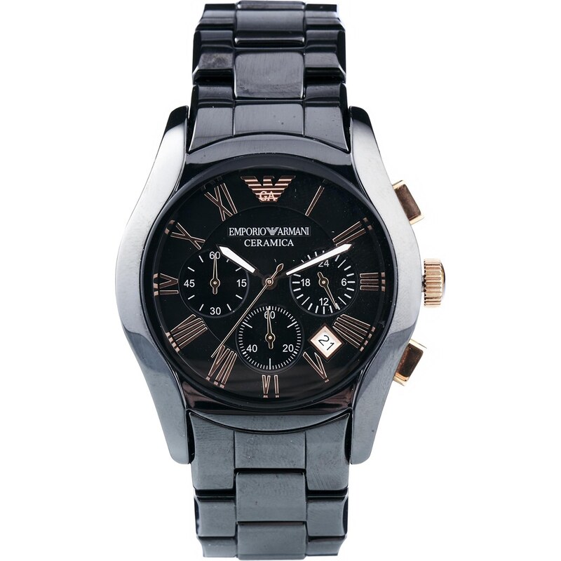 Emporio Armani - AR1410 - Montre chronographe en céramique noir - Noir