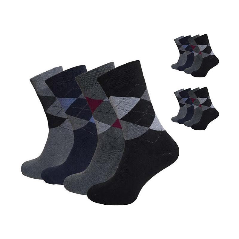 Lesara Lot de 12 paires de chaussettes motif losanges