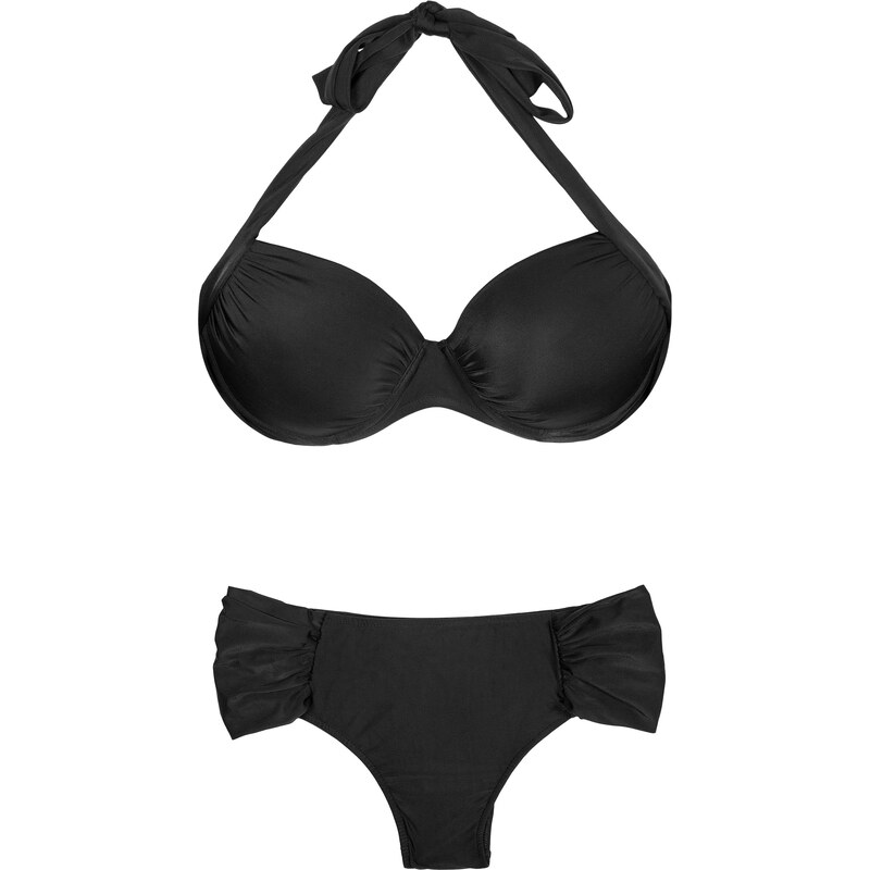 Maryssil Bikini Noir Grandes Tailles, Balconnet Et Bas Froncé - Plus Drapeado Black