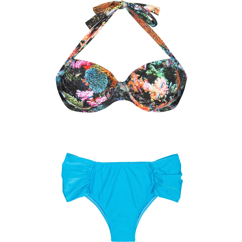 Maryssil Bikini Grande Taille, Balconnet Imprimé, Bas Bleu - Plus Corais Blue