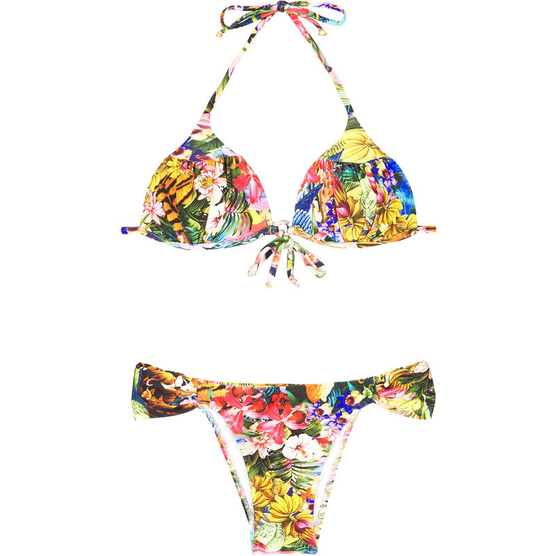 Rio De Sol Bikini Triangle Paddé Fleurs Tropicales, Bas Fixe - Harpia
