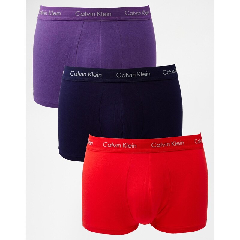 Calvin Klein - Lot de 3 boxers taille basse en coton stretch - Multi