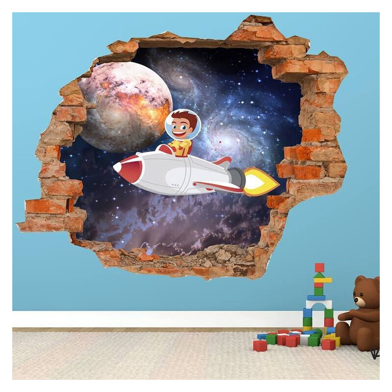 Lesara Autocollant mural 3D motif astronaute pour enfant