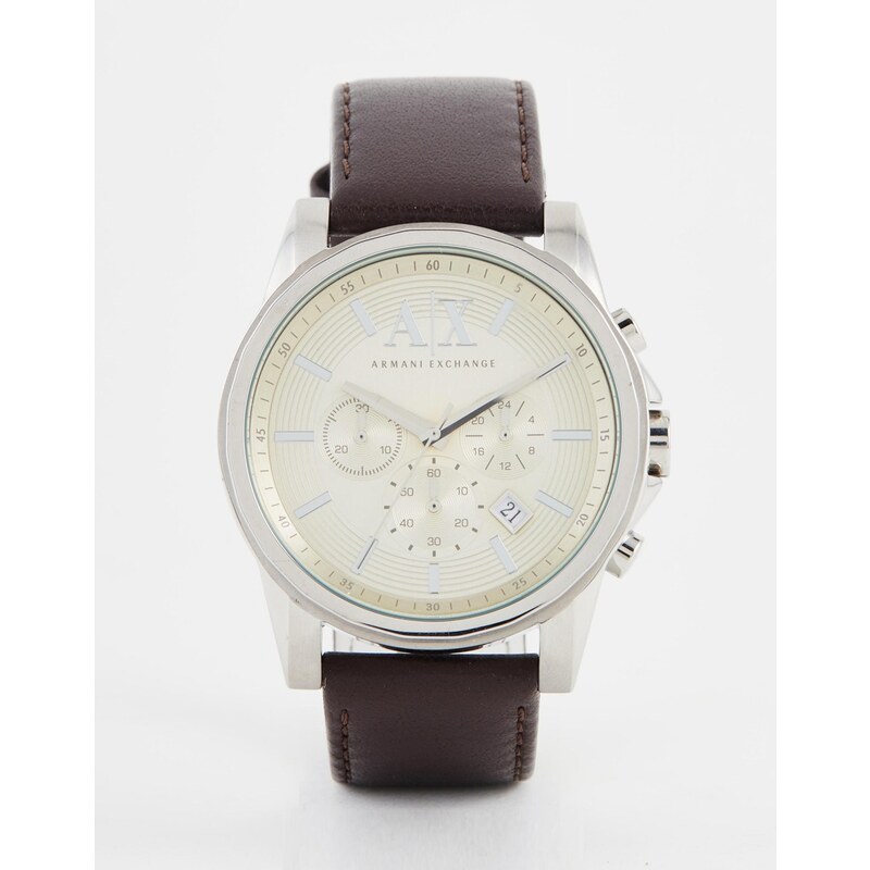 Armani Exchange - Outerbanks AX2506 - Montre chronographe bracelet cuir - Marron