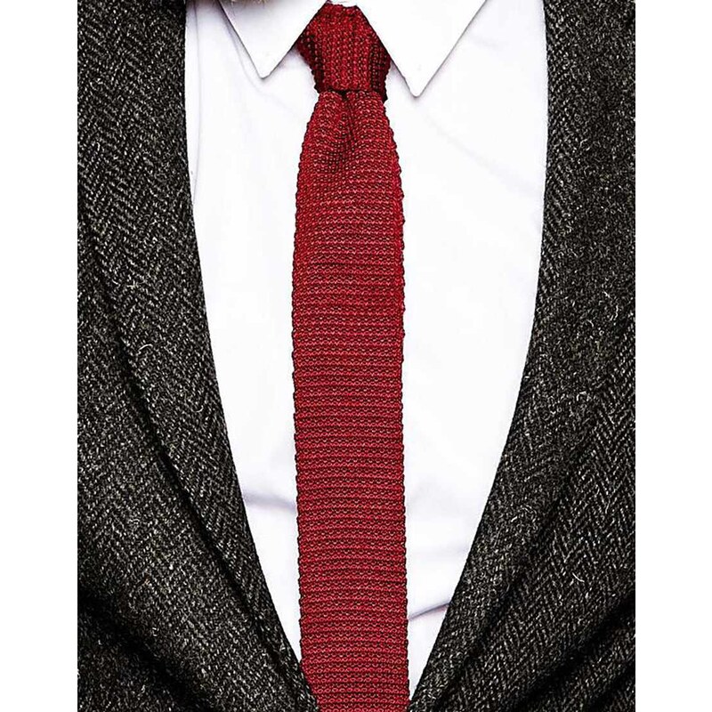 ASOS - Cravate en maille - Bordeaux - Rouge
