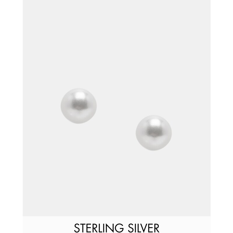 ASOS - Boucles d'oreilles avec fausses perles en argent massif - Crème