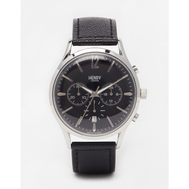 Henry London - Edgware - Montre chronographe avec bracelet en cuir - Noir