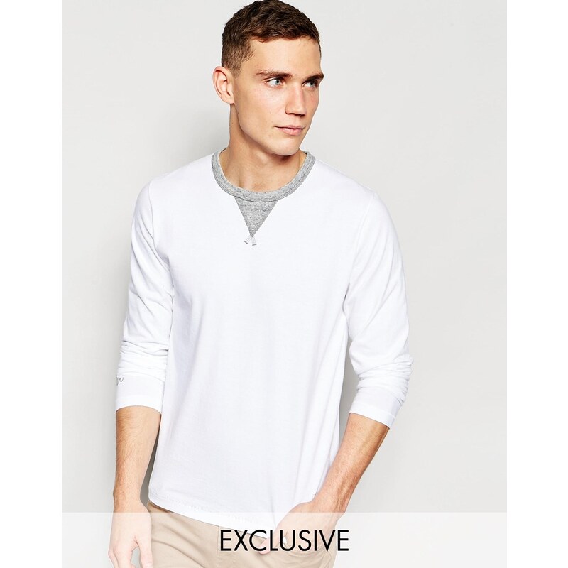 Franklin & Marshall - T-shirt ras du cou à manches longues exclusivité ASOS - Blanc