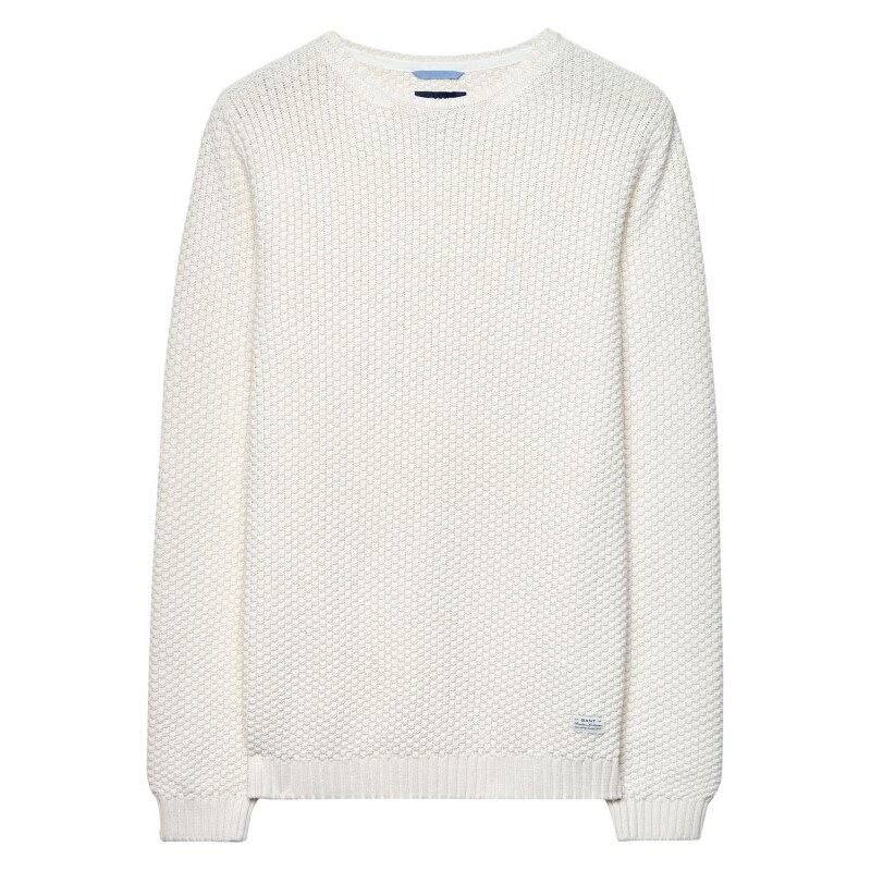 GANT Pull Col Rond En Point D'ananas Coton - Ivory