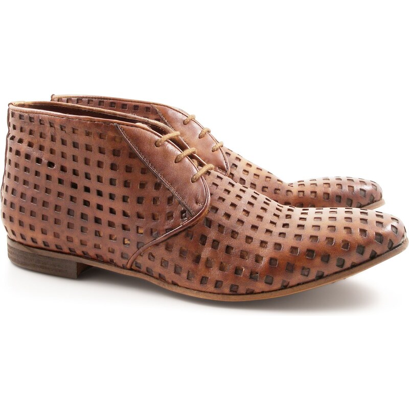 Leonardo Shoes Bottes pour hommes fait à la main en cuir perforé