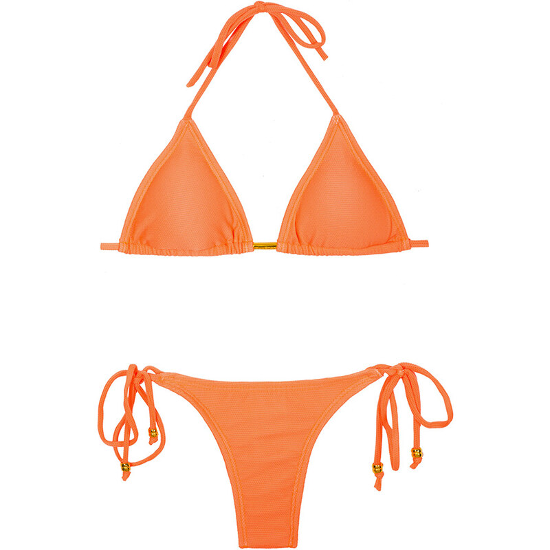 Blue Man Bikini Triangle Orange Fluo Texturé, Bas à Nouer - Papaya Textura