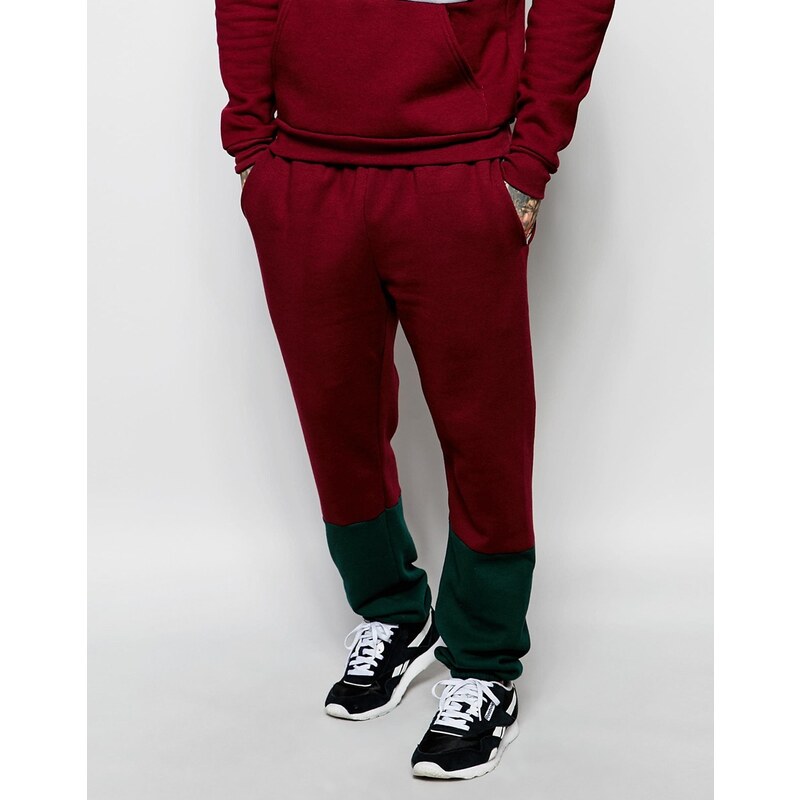 American Apparel - Pantalon de jogging color block - Rouge