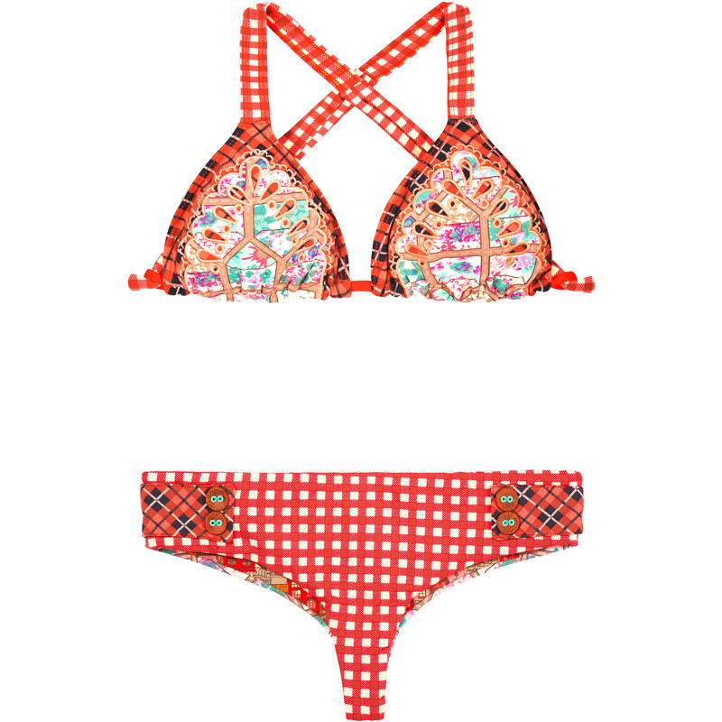 Maaji Bikini String Rouge, Imprimés Vichy Et Tartan - Cranberry Tartan