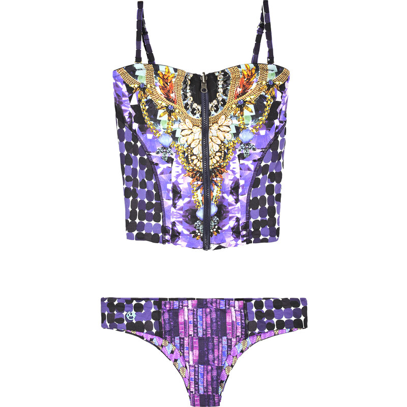 Maaji Bikini Bas Brésilien, Corset Violet, Motifs Divers - Diamond Stallion