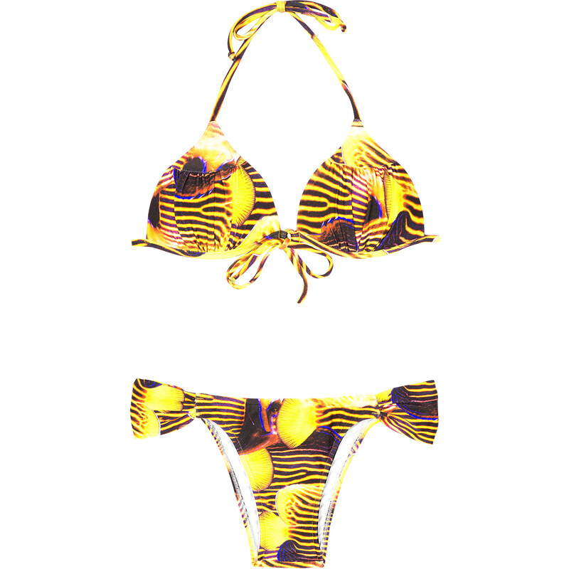Rio De Sol Bikini Triangle Paddé, Motifs Poissons Jaunes - Coronata