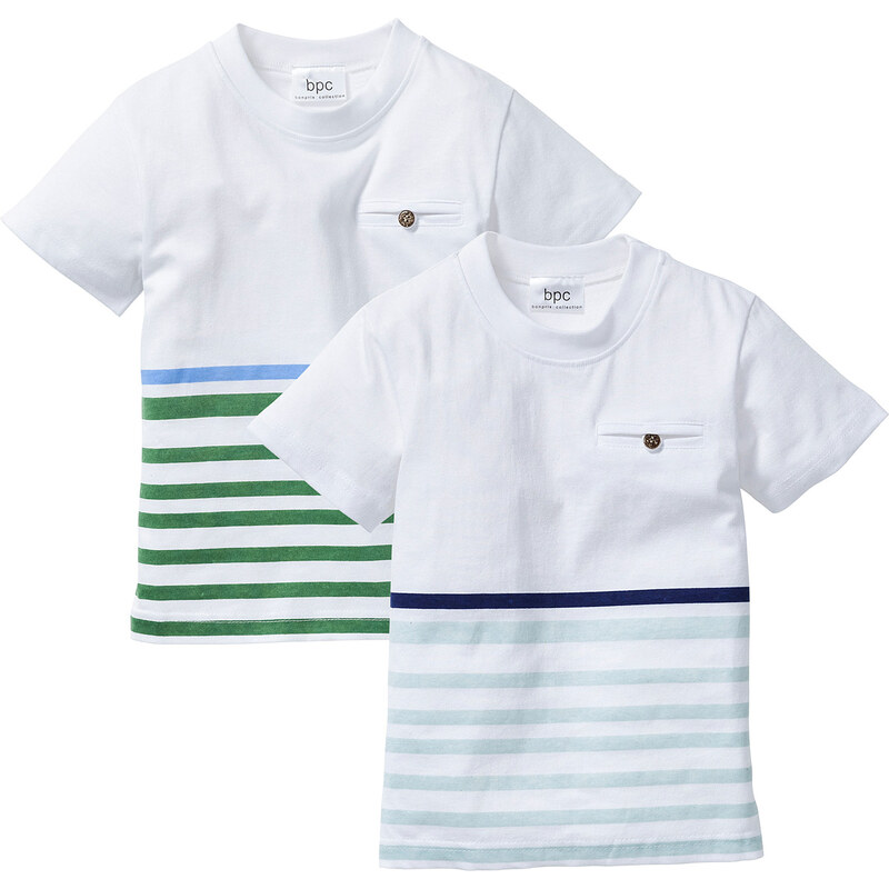 bpc bonprix collection Lot de 2 T-shirts, T. 80/86-128/134 bleu manches courtes enfant - bonprix