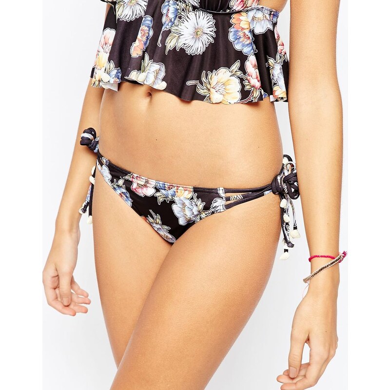 ASOS - Bas de bikini à imprimé fleurs des champs et liens à nouer sur les côtés - Multi