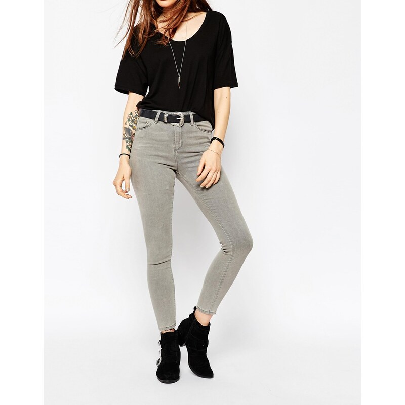 ASOS - Ridley - Jean skinny taille haute - Gris baie - Gris