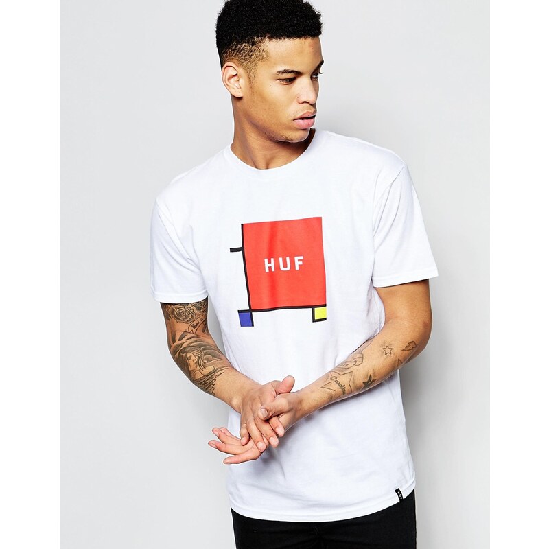 HUF - T-shirt avec logo Primary carré - Gris