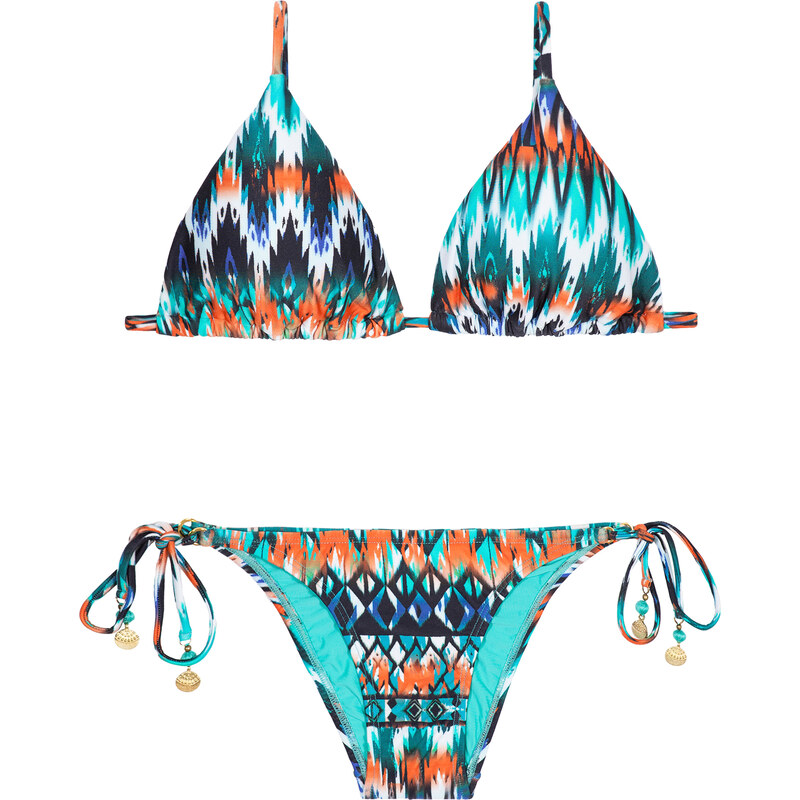 Lenny Niemeyer Bikini Triangle Coulissant Ethnique Bleu - Long Halter New Ikat