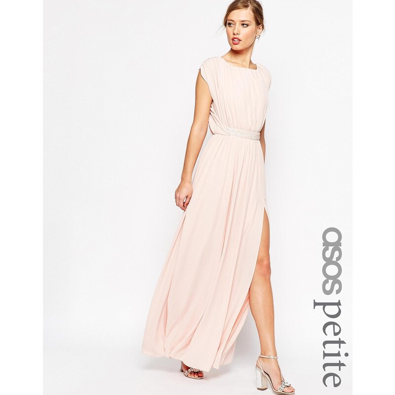 ASOS PETITE - Maxi robe avec taille ornementée - Rose