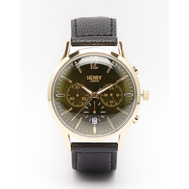 Henry London - Chiswick - Montre chronographe bracelet en cuir - Noir