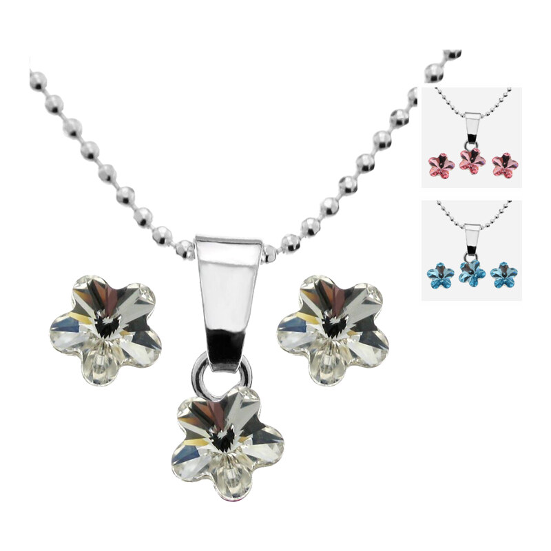 Lesara Ensemble collier & boucles d'oreilles avec fleurs en argent 925