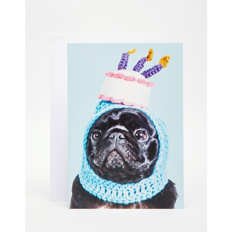 Jolly Awesome - Carte d'anniversaire motif carlin à chapeau - Multi