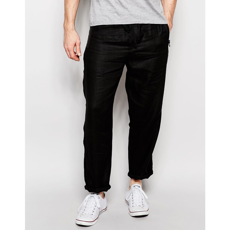 ASOS - Pantalon de survêtement skinny zippé en tissu léger texturé - Noir