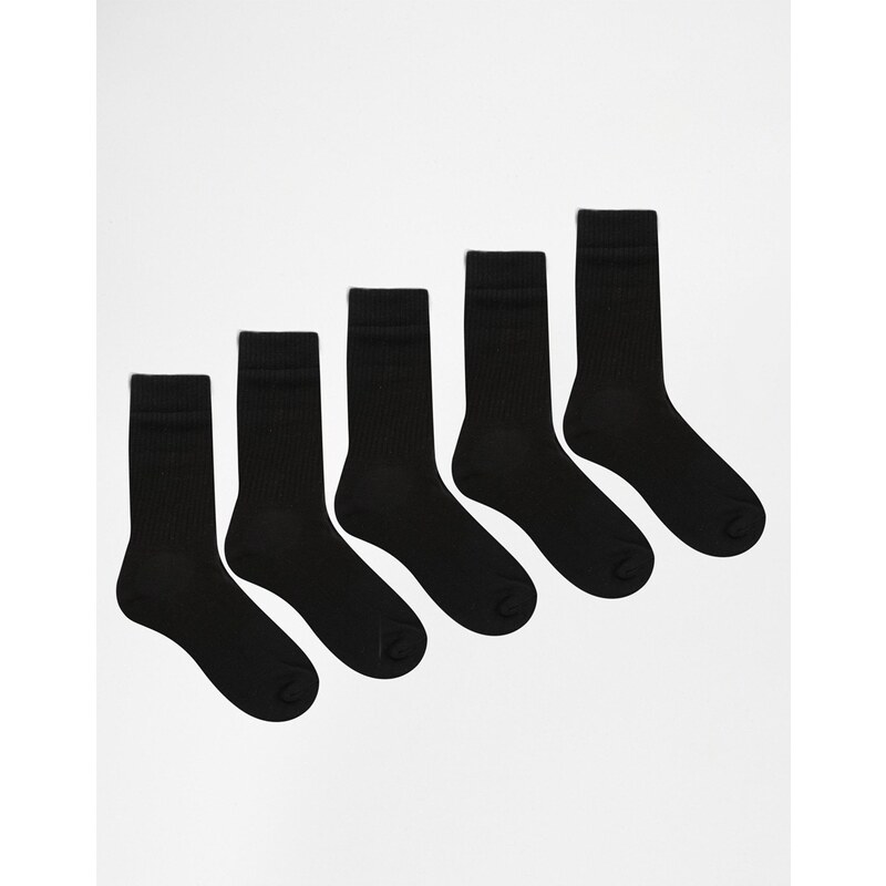 ASOS - Lot de 5 paires de chaussettes style sport - Noir - Noir